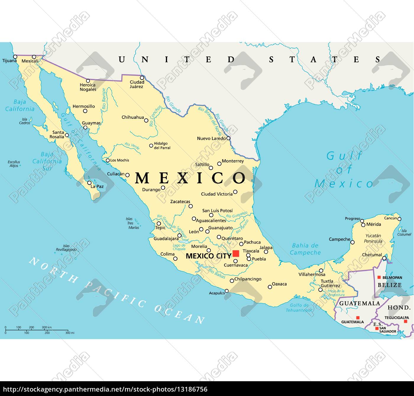 Mexico Political Map - Royalty free photo #13186756 | PantherMedia ...